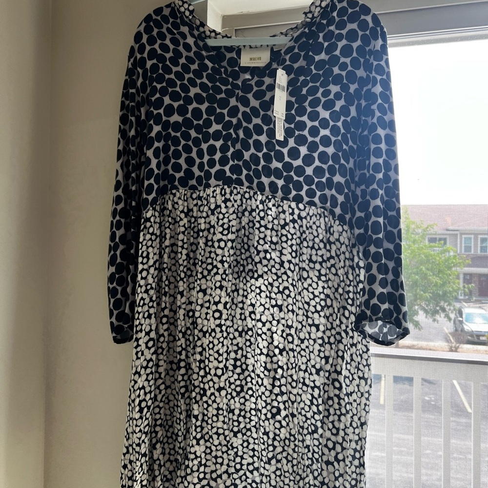 Maeve Black and White Polka Dot Top